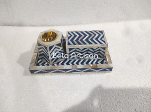 Ensemble de brûleur Bakhoor en incrustation de nacre florale colorée avec bol en laiton et boîte de rangement Ensemble cadeau fait main - Product Image 3