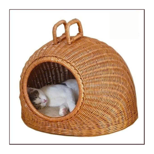Lit pour animaux de compagnie en rotin naturel fait à la main panier de nid tissé pour chat chien dormir Eco matériel doux Animal maison meubles d'intérieur - Product Image 2