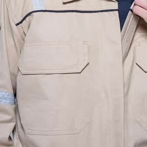 Custom Men Khaki FR Cotton Denim Safety Coverall Flame Resistant Long Sleeve Workwear Jumpsuit Industrial <b>Boiler</b> High Visibility - Product Image 6