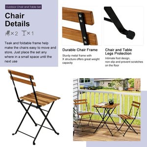 Trending Summer 2023 Juego de mesa y sillas Tarno por material Madera de acacia y acero Resistente a la intemperie para muebles de exterior - Product Image 4