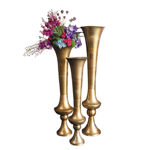 Suministro directo de fábrica, jarrón de Metal dorado, hecho a mano, estampado personalizado, hogar, hoteles, eventos, decoraciones, florero, jarrones de Venta caliente definitivos - Product Image 1