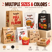 Sacs en papier kraft écologiques personnalisés, résistants à la graisse, pour emballages à emporter, restauration rapide, hot-dogs, sandwichs, hamburgers et poulet frit
