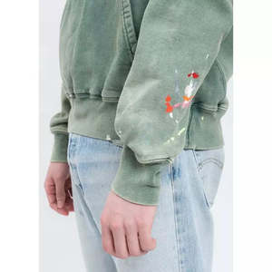 Nouveaux sweats à capuche délavés à l'acide unisexe à la mode grande taille 100% coton style décontracté avec fermeture à glissière pour l'hiver - Product Image 5