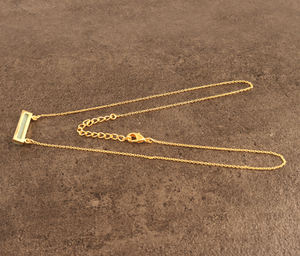 Collar con colgante de amazonita natural en forma de barra, cadena de cable chapada en oro, joyería a granel - Product Image 4