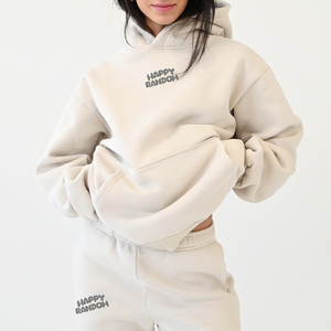 ชุดเสื้อมีฮู้ดผ้าฟลีซผ้าฝ้ายออร์แกนิกสำหรับผู้หญิงชุดสตรีทพิมพ์ลายพัฟ - Product Image 1