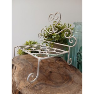 Estantes para Huevos de Metal con Diseño Floral, Color Blanco, Recubrimiento en Polvo, Organizador de Huevos para Cocina - Product Image 1