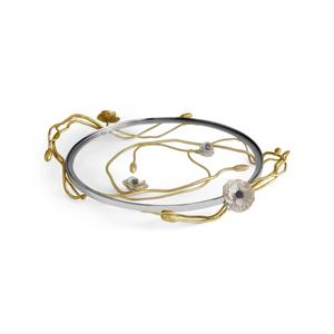 ถาดเสิร์ฟโลหะสุดหรูพร้อมลายดอกไม้งานทำมือรายละเอียดดอกไม้สวยงามเหมาะสำหรับติดตั้งบนโต๊ะอาหารสุดหรู - Product Image 5