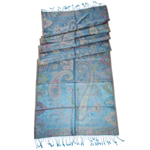 Pure <b>Silk</b> Woven Jamavar Paisley and Geometric Jacquard Woven Soft 100% Pure <b>Silk</b> Yarn Dyed Design <b>Scarves</b> Shawls Stoles Fabrics - Product Image 3