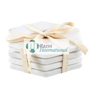 Dessous de verre en marbre Golden Edge avec support en métal doré Décoration de créateur fantaisie Décoration moderne de luxe Dernier dessous de verre unique - Product Image 5