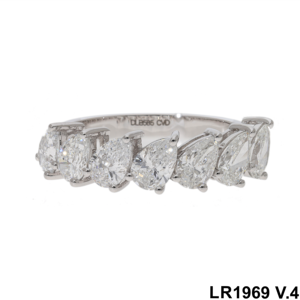 14K Or 2.10ct 7 Pierre Poires Forme Demi Éternité Bague De Mariage Émeraude Bague De Fiançailles Lab Grown Bagues En Diamant - Product Image 6