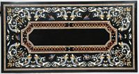 Table à manger moderne en marbre avec plateau en micro-mosaïque Pietra Dura incrustée, meubles de salle à manger de luxe pour villa, hôtel, maison, élégant noir