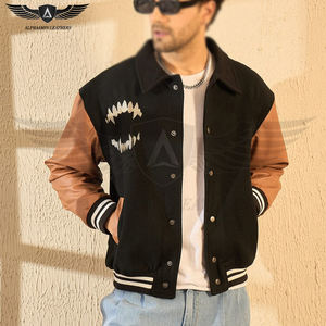 Votre propre produit d'arrivée avec broderie contraste couleur cuir à manches longues collège Baseball vestes d'université pour la vente en gros - Product Image 1