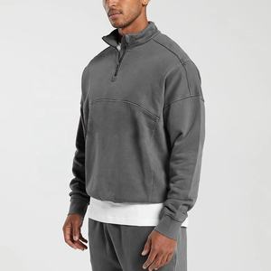 Wholesale 100% Cotton Acid Wash Sweatshirts Custom <b>Hoodie</b> Unisex Half Zip Sweatshirt Cotton Heavy Weight <b>Fleece</b> <b>Hoodies</b> - Product Image 3