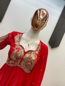 ชุดปาร์ตี้งานแต่งงานผ้าจอร์เจียแบบหนาชุดเดรสพลัสซินเคอร์ติสีแดงแบบพิเศษดูต้าสุดพิเศษเสื้อผ้าชาติพันธุ์ล่าสุดสำหรับผู้หญิง - Product Image 5