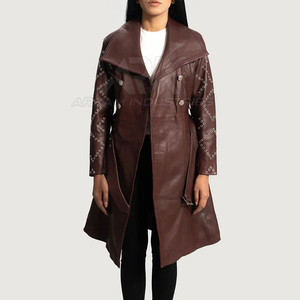 Elegante abrigo de cuero para mujer con forro interior cálido y forma elegante para actividades casuales al aire libre - Product Image 5