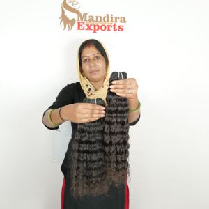 100% extensions de cheveux humains indiens vierges bruts Double trame vendeur de faisceaux naturels non traités bouclés options de vague de corps droite - Product Image 6