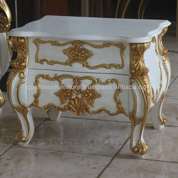 luxery nightstand baroque french style silver leaf