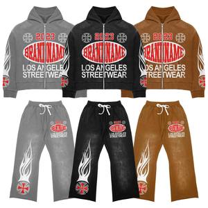 Survêtements de gym deux pièces à fermeture éclair personnalisés à la mode Collection d'hiver à la mode en gris noir grande taille tenue d'entraînement écologique - Product Image 1