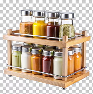 Wooden <b>Spice</b> Jar <b>Rack</b> Organizer Display Organizer for <b>Countertop</b> Shelf Space Saving Crafts Jars <b>Rack</b> - Product Image 1