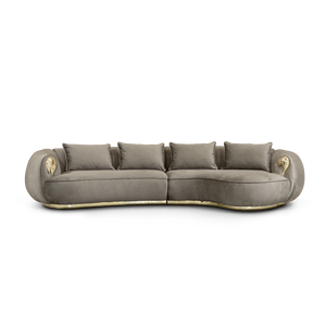 Canapé Courbé Soleil, Design Français Contemporain, Mobilier de Maison, Velours Lavable, Rembourrage en Éponge, pour Salon, Options 2 ou 3 Places - Product Image 1