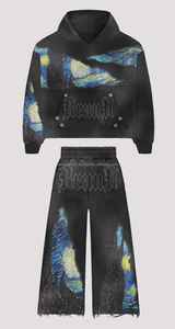 ชุดกีฬาผ้าขนแกะแบบบางสำหรับผู้ชายระบายอากาศได้ดีชุดวอร์มมีฮู้ดสีพื้นกางเกงวอร์มมีฮู้ดไซส์ใหญ่พิเศษ - Product Image 2