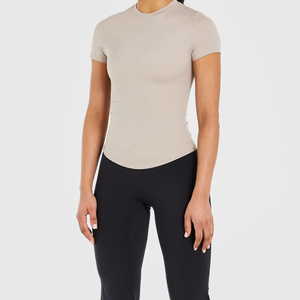 Camisetas para correr para mujer, ropa de Yoga hecha con logotipo personalizado, ropa deportiva para gimnasio de manga corta para mujer, camisetas para correr a la venta, precio razonable - Product Image 1