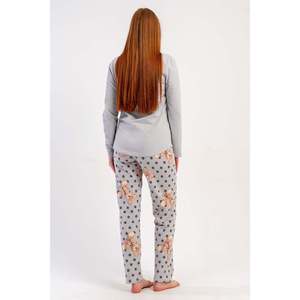 Conjunto de Pijama KADIN 2IPLIK con Cuello Redondo y Manga Larga, Diseño Ovalado - Gris - Gris - Product Image 5