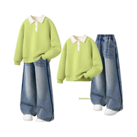Ensemble de 2 pièces pour filles, sweat-shirt à manches longues et jean, tenue printemps/automne, durable, résistant à l'usure, écologique, style européen, 100% coton