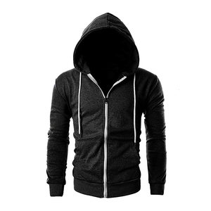 Sweat à capuche décontracté en coton doux avec logo minimal Sweat à capuche mélangé en coton brossé pour hommes Sweats à capuche pour hommes avec fermeture éclair - Product Image 6