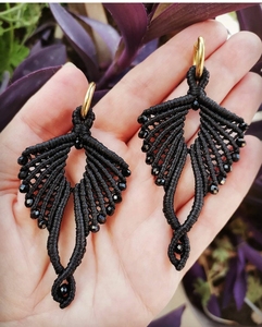 Amazing Black Thread With <b>Small</b> Beads Macrame Necklace Hoop Handmade Jewelry With Unique Design for Republic Day Wear - Product Image 1