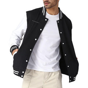 เสื้อแจ็กเก็ตเบสบอลสำหรับผู้ชายปักลายด้วยผ้ากำมะหยี่ปกคอตั้งเสื้อแจ็กเก็ตทีมโรงเรียนมีตัวอักษร - Product Image 1