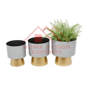 Último diseño, base de pedestal de Planteron de Metal de Color gris para el hogar y el Hotel decorativo, macetas modernas de último diseño - Product Image 1