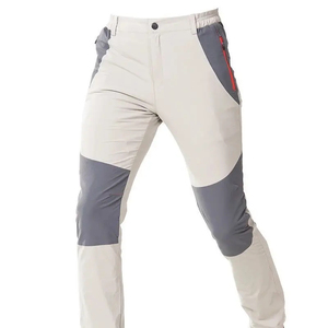 Men Outdoor Hiking Polyester Pants Quick Dry Breathable <b>Waterproof</b> Straight Leg Trekking <b>Trousers</b> with Knee Pockets - Product Image 2