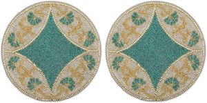 Handcrafted American Style Round <b>Beaded</b> <b>Placemats</b>/pads for Dining Table Wedding Christmas & Family Gatherings Made of Glass - Product Image 4