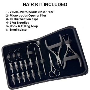 Kit d'outils professionnels pour extensions de cheveux en acier inoxydable : pinces, aiguilles, crochets, boucles, ciseaux pour l'installation en salon - Product Image 6