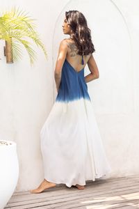 เดรสผ้าเรยอนลำลองสำหรับผู้หญิงเดรสแม็กซี่ชายหาดทอด้วยละบายอากาศได้ลายดอกไม้สไตล์โบฮีเมียน - Product Image 2