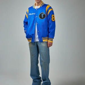 Chaqueta Varsity Personalizada THAPUR SONS para Hombre, Mangas de Cuero, Cuello Alto, Botones de Cuerno, Logotipo Frontal, Lana y Cuero Ecológicos - Product Image 5