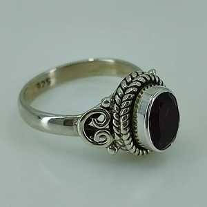 Romantic Boho Red <b>Garnet</b> Oval Handmade <b>Ring</b> 925 Sterling <b>Silver</b> Perfect Anniversary Birthday Gift for Her January Birthstone - Product Image 6