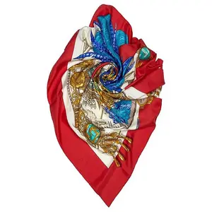 Fournisseurs d'écharpes Foulards sérigraphiés Foulards à motifs floraux personnalisés Bandana roulé à la main de haute qualité