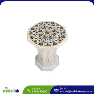 Mesa de losa de mármol, elegante diseño de incrustaciones para muebles del hogar, a la venta cuidadosamente elaborado, exquisito, moderno, redondo - Product Image 4