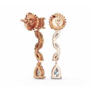 Pendientes de Diseño Isolde de Oro de 9 Quilates de Primera Calidad con Circonitas Brillantes, Corte Marquesa y Pera, Joyería Cultivada en Laboratorio, Venta al por Mayor B2B, Exportación OEM - Product Image 3