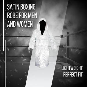 <b>Boxing</b> <b>Robe</b> With Smooth Finish And Custom Branding Available Comfortable <b>Boxing</b> <b>Robe</b> With Hood And Waist Tie For Athletes - Product Image 2