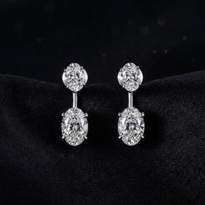 Women's 18K White Gold Oval Cut <b>Dangle</b> <b>Earrings</b> Lab <b>Diamond</b> IGI Certified Classic Style Jewelry Everyday Wear F VVS2 Clarity - Product Image 1