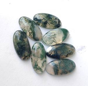 Natural Moss Agate AAA+ Beda Shape Cabochon Flat Back Multi-Color 9mm 14mm 20mm Loose Gemstones All Sizes Available Lavira - Product Image 3