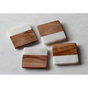 Sous-verres en laiton marbré à motifs Sous-verres en pierre de luxe pour tasse à thé Sous-verres en pierre de marbre et incrustation de métal Taille personnalisée - Product Image 4