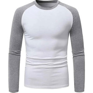 Men's Long Sleeve Raglan T-<b>Shirt</b> O-Neck Knitted <b>Slim</b> <b>Fit</b> Solid Color Casual <b>White</b> Gray - Product Image 1