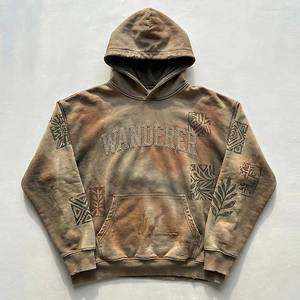 Sudadera con Capucha de Alta Calidad 100% Algodón para Hombre, Corte Holgado, Estampado Otoñal, Mangas Largas, Bordado con Pedrería, Última Moda, Logotipo Personalizado - Product Image 1