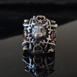 Vintage 925 Sterling Silver Wolf <b>Ring</b> Handmade Gothic Animal Jewelry Gemstone Detailed Men's <b>Statement</b> <b>Ring</b>, Vintage Style Gift - Product Image 2