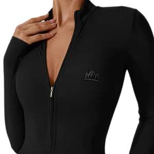 Robe moulante courte à manches longues et fermeture éclair pour femme, extensible, décontractée, streetwear, coupe ajustée - Product Image 3