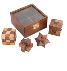 מכירה לוהטת עץ 3D משחקי פאזל לילדים ומבוגרים שני 6 משחקים באחד תיבת יצרן סיטונאי של עץ 3d פאזל